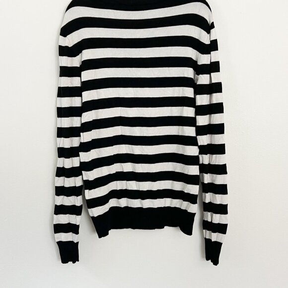 guess // eloise striped black and white embroidered triangle sweater M - Picture 5 of 8
